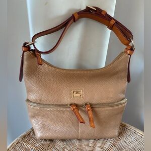 Dooney & Bourke Pebbled Leather Shoulder Bag in Tan With Adjustable Strap